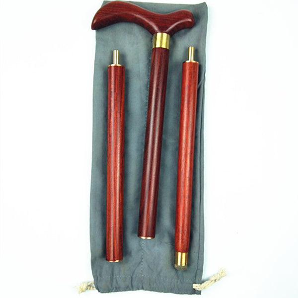 Real Wood Walking Stick - Rosewood 3-section Cane(brown / light brown / red / black color)