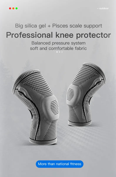 Elastic Spring Support and Silicone Protection Knee Brace for Load-reducing and Compression Protection