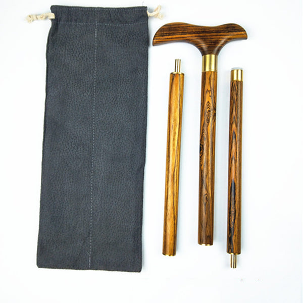 Real Wood Walking Stick - Rosewood 3-section Cane(brown / light brown / red / black color)