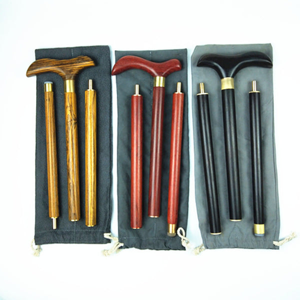 Real Wood Walking Stick - Rosewood 3-section Cane(brown / light brown / red / black color)