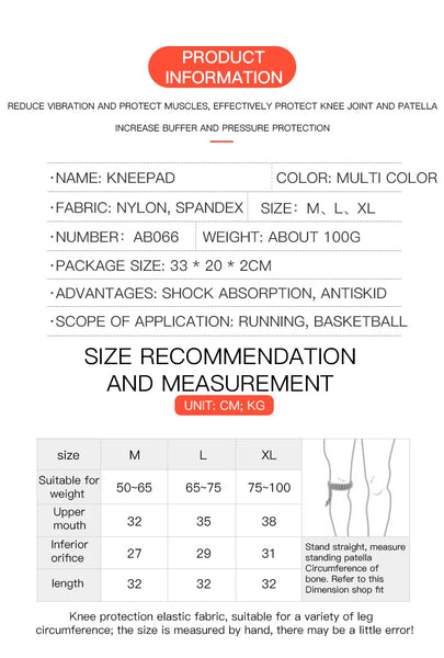 Elastic Spring Support and Silicone Protection Knee Brace for Load-reducing and Compression Protection