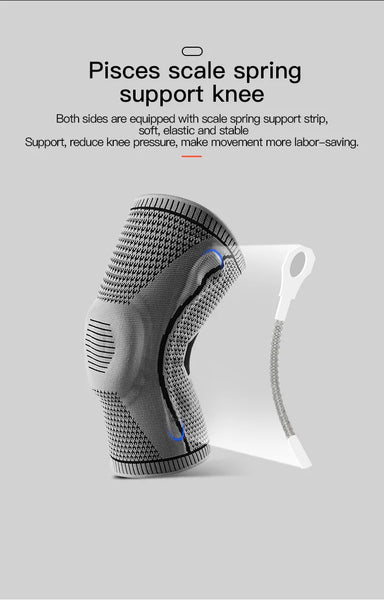 Elastic Spring Support and Silicone Protection Knee Brace for Load-reducing and Compression Protection