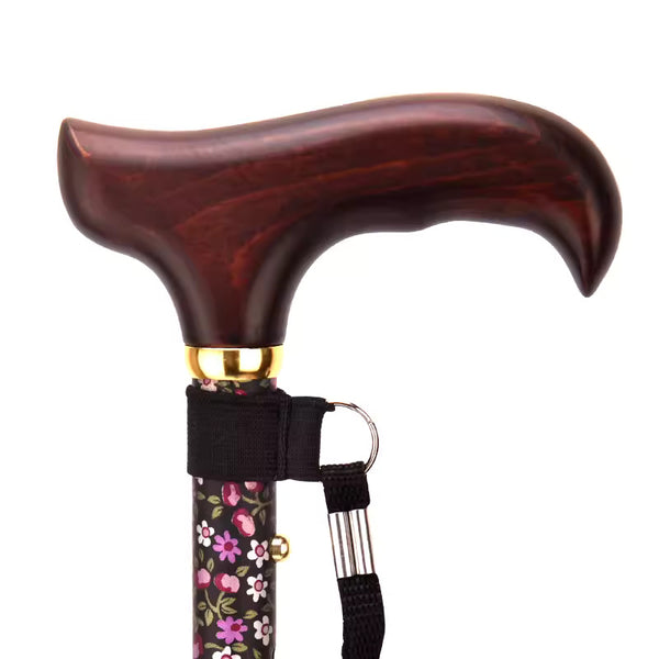 ichigo ichie folding cane with real wood handle(flora pattern2)