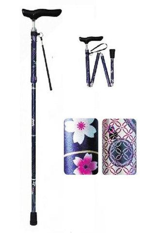 Shima Product Walking Cane - Folding Aluminium Slim Neck Telescopic SP Walking Stick(Japanese Patterned) 折りたたみジョイントSP和柄ステッキ